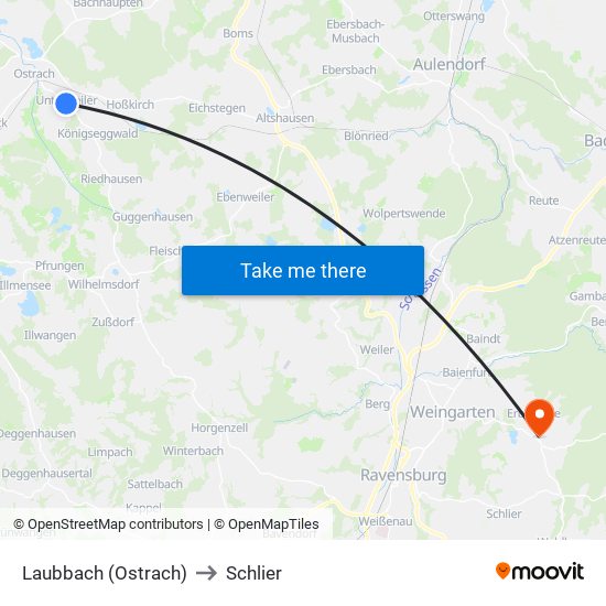 Laubbach (Ostrach) to Schlier map