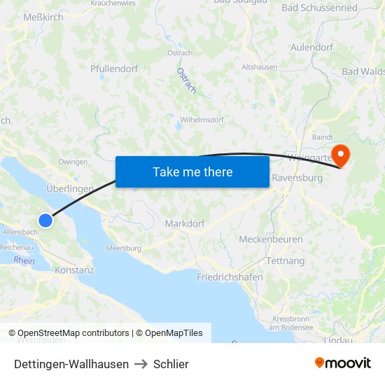 Dettingen-Wallhausen to Schlier map