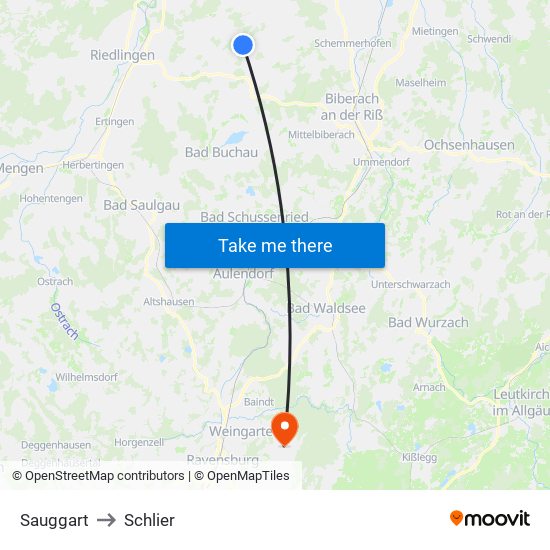 Sauggart to Schlier map