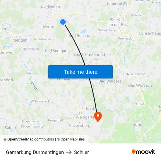 Gemarkung Dürmentingen to Schlier map