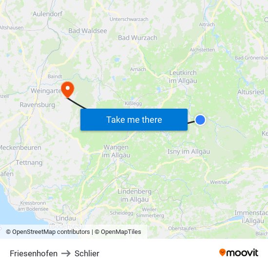 Friesenhofen to Schlier map