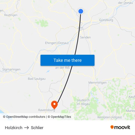 Holzkirch to Schlier map