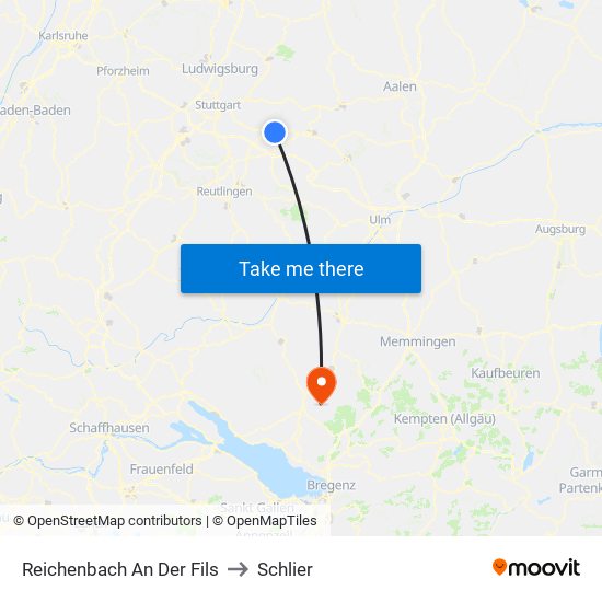 Reichenbach An Der Fils to Schlier map