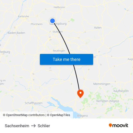 Sachsenheim to Schlier map