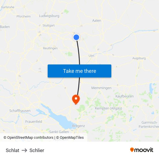 Schlat to Schlier map