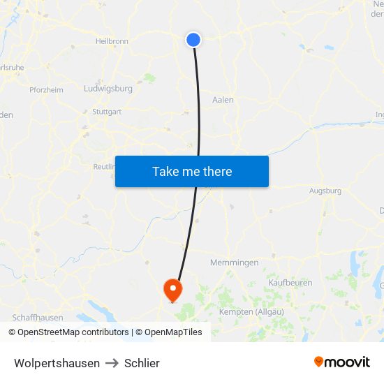 Wolpertshausen to Schlier map