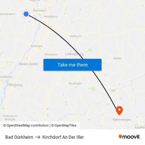 Bad Dürkheim to Kirchdorf An Der Iller map