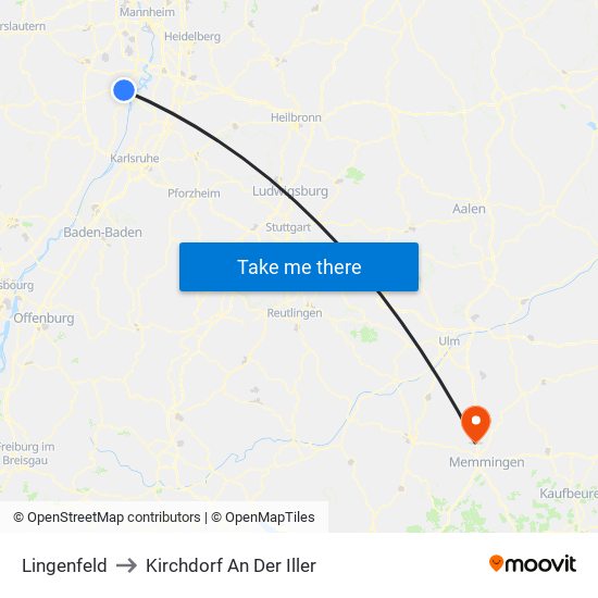 Lingenfeld to Kirchdorf An Der Iller map