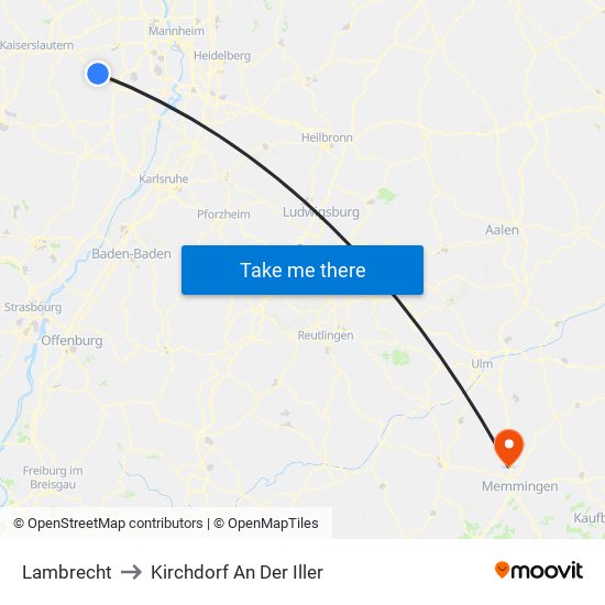 Lambrecht to Kirchdorf An Der Iller map