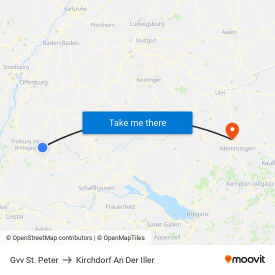 Gvv St. Peter to Kirchdorf An Der Iller map