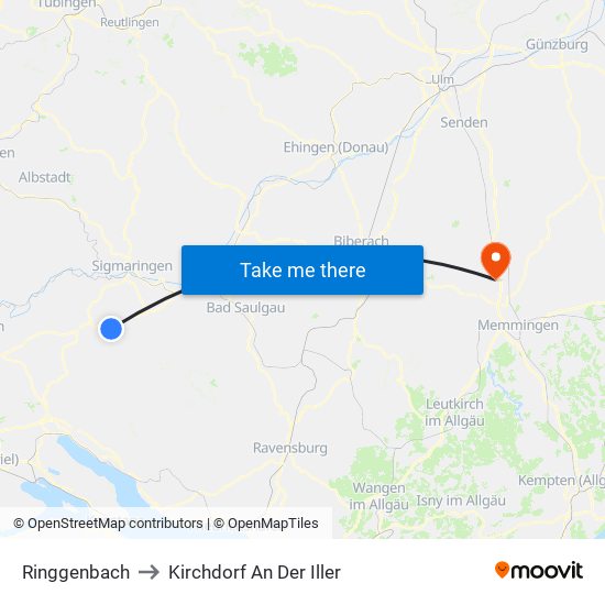 Ringgenbach to Kirchdorf An Der Iller map