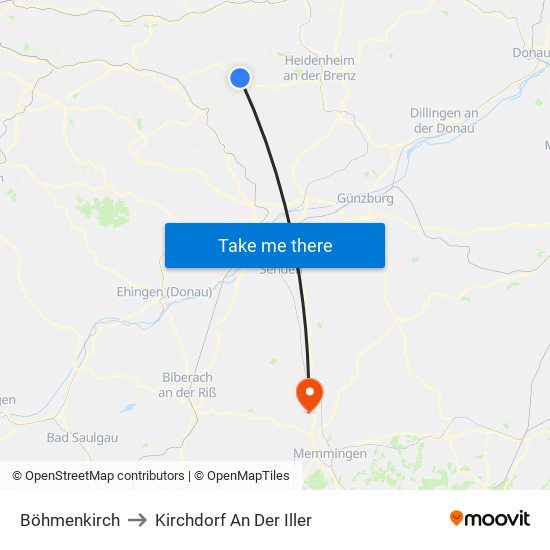 Böhmenkirch to Kirchdorf An Der Iller map