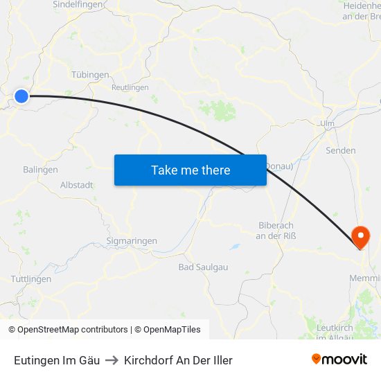Eutingen Im Gäu to Kirchdorf An Der Iller map