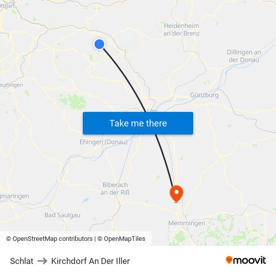 Schlat to Kirchdorf An Der Iller map