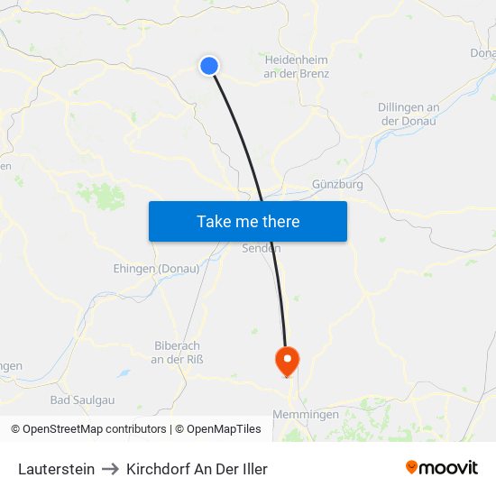 Lauterstein to Kirchdorf An Der Iller map