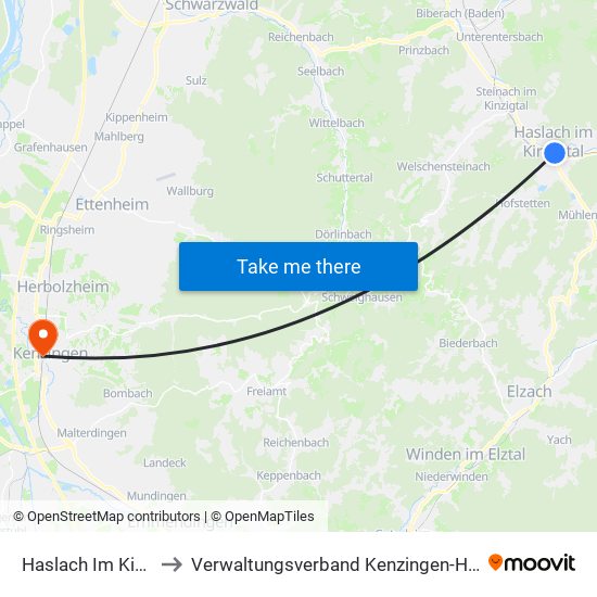 Haslach Im Kinzigtal to Verwaltungsverband Kenzingen-Herbolzheim map