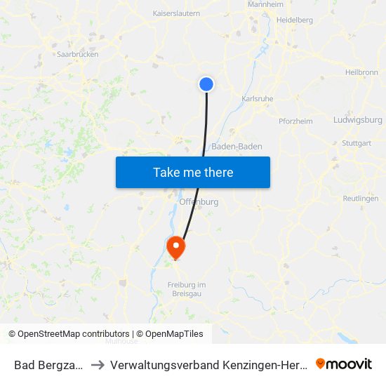 Bad Bergzabern to Verwaltungsverband Kenzingen-Herbolzheim map