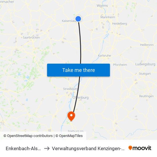 Enkenbach-Alsenborn to Verwaltungsverband Kenzingen-Herbolzheim map