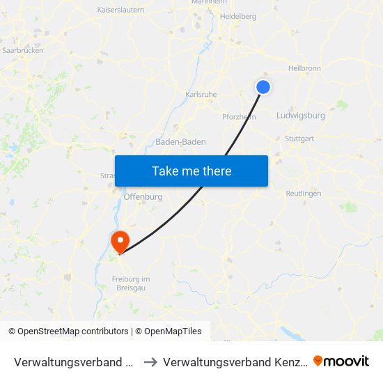 Verwaltungsverband Oberes Zabergäu to Verwaltungsverband Kenzingen-Herbolzheim map