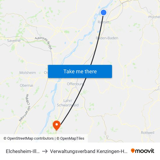 Elchesheim-Illingen to Verwaltungsverband Kenzingen-Herbolzheim map