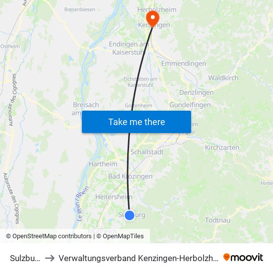 Sulzburg to Verwaltungsverband Kenzingen-Herbolzheim map