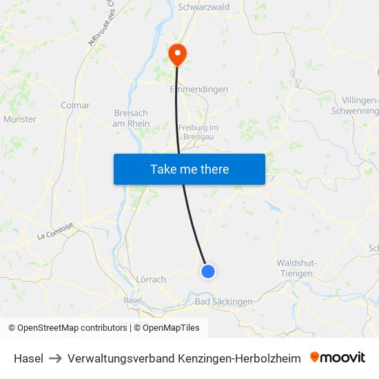 Hasel to Verwaltungsverband Kenzingen-Herbolzheim map