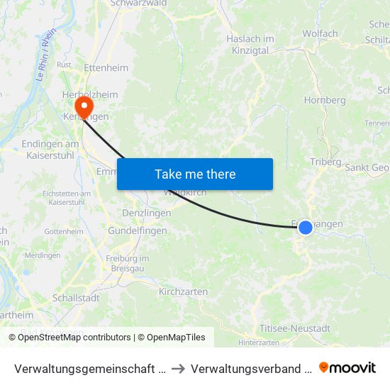 Verwaltungsgemeinschaft Furtwangen Im Schwarzwald to Verwaltungsverband Kenzingen-Herbolzheim map