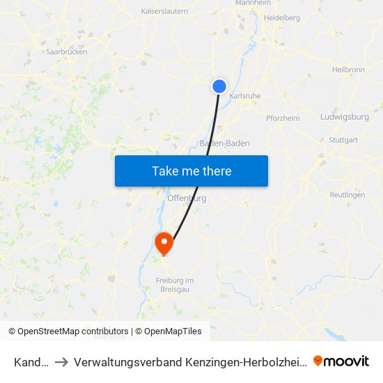 Kandel to Verwaltungsverband Kenzingen-Herbolzheim map