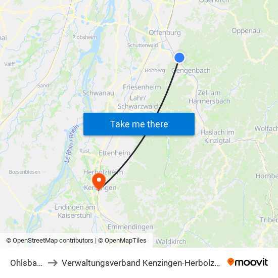 Ohlsbach to Verwaltungsverband Kenzingen-Herbolzheim map