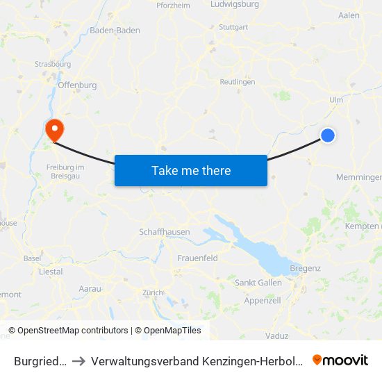 Burgrieden to Verwaltungsverband Kenzingen-Herbolzheim map