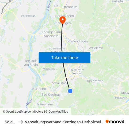 Sölden to Verwaltungsverband Kenzingen-Herbolzheim map