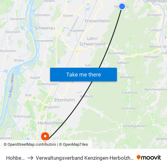 Hohberg to Verwaltungsverband Kenzingen-Herbolzheim map