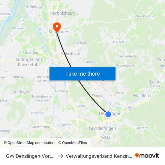 Gvv Denzlingen-Vörstetten-Reute to Verwaltungsverband Kenzingen-Herbolzheim map