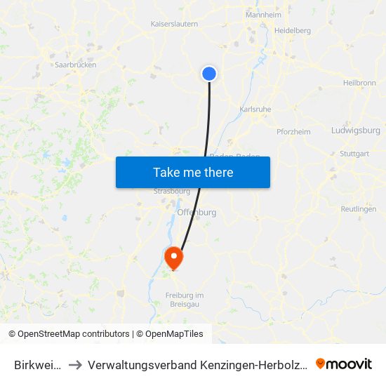 Birkweiler to Verwaltungsverband Kenzingen-Herbolzheim map