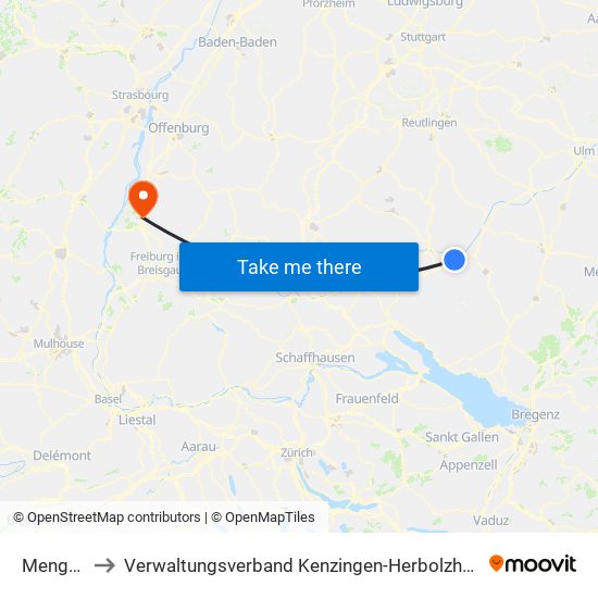 Mengen to Verwaltungsverband Kenzingen-Herbolzheim map