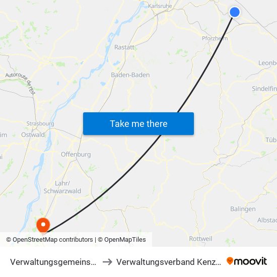 Verwaltungsgemeinschaft Maulbronn to Verwaltungsverband Kenzingen-Herbolzheim map