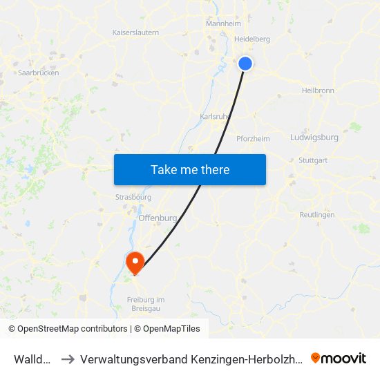 Walldorf to Verwaltungsverband Kenzingen-Herbolzheim map