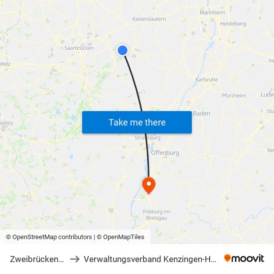 Zweibrücken-Land to Verwaltungsverband Kenzingen-Herbolzheim map