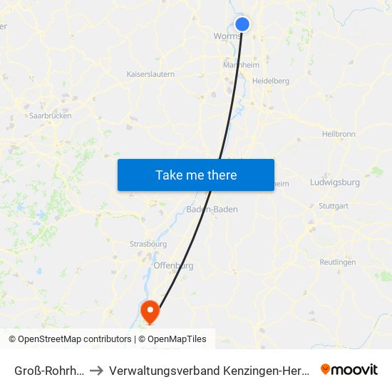 Groß-Rohrheim to Verwaltungsverband Kenzingen-Herbolzheim map