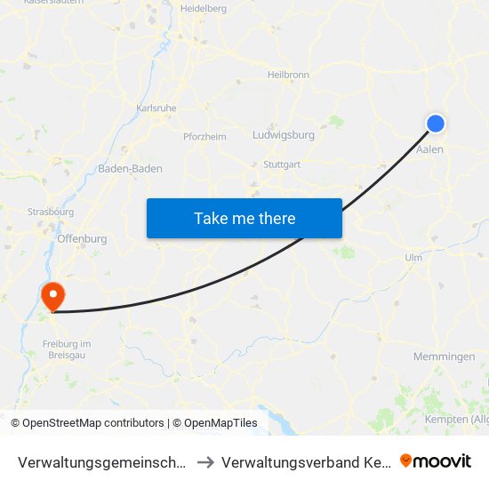 Verwaltungsgemeinschaft Ellwangen (Jagst) to Verwaltungsverband Kenzingen-Herbolzheim map