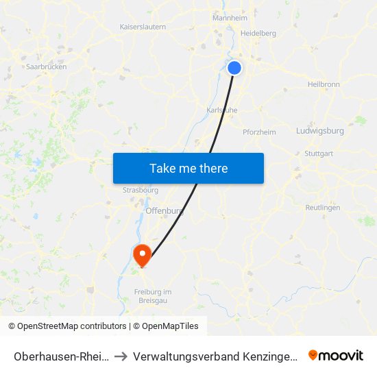 Oberhausen-Rheinhausen to Verwaltungsverband Kenzingen-Herbolzheim map