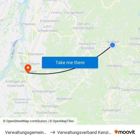 Verwaltungsgemeinschaft Wolfach to Verwaltungsverband Kenzingen-Herbolzheim map