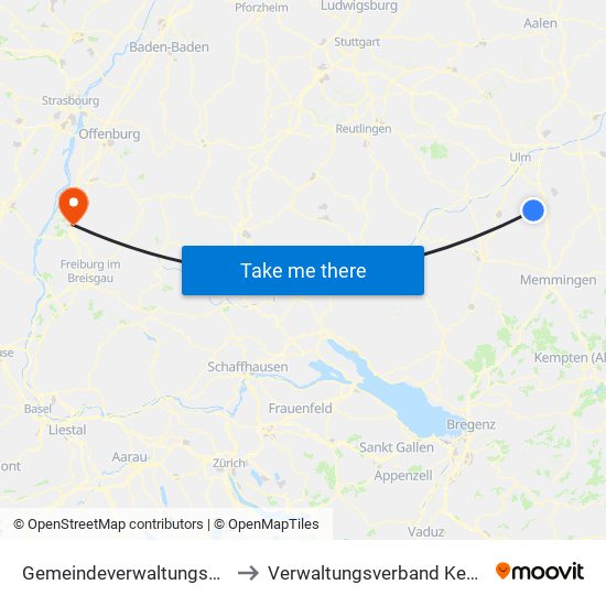 Gemeindeverwaltungsverband Dietenheim to Verwaltungsverband Kenzingen-Herbolzheim map