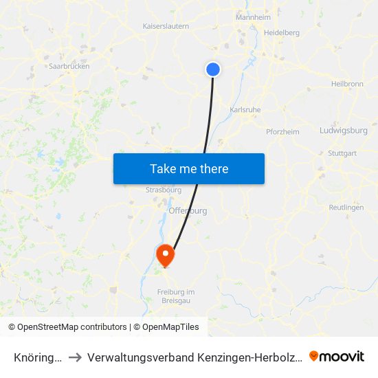 Knöringen to Verwaltungsverband Kenzingen-Herbolzheim map