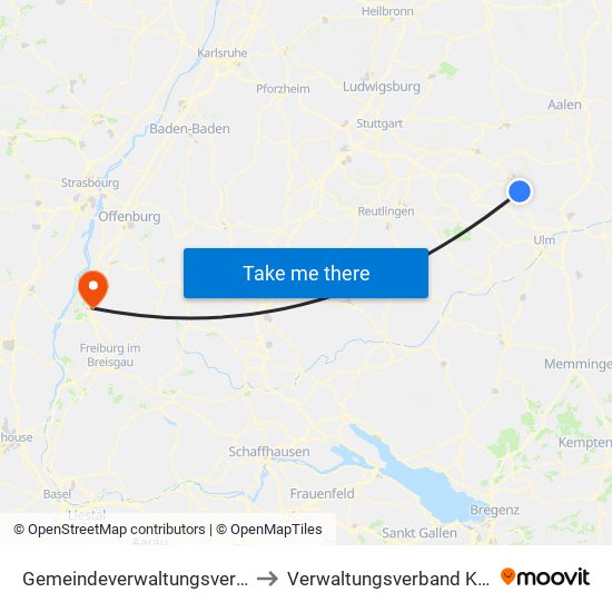 Gemeindeverwaltungsverband Lonsee-Amstetten to Verwaltungsverband Kenzingen-Herbolzheim map