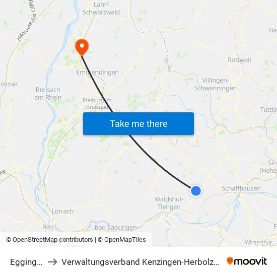 Eggingen to Verwaltungsverband Kenzingen-Herbolzheim map