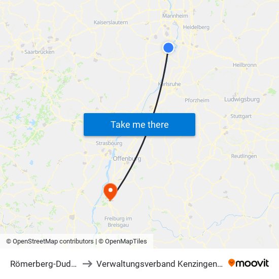 Römerberg-Dudenhofen to Verwaltungsverband Kenzingen-Herbolzheim map