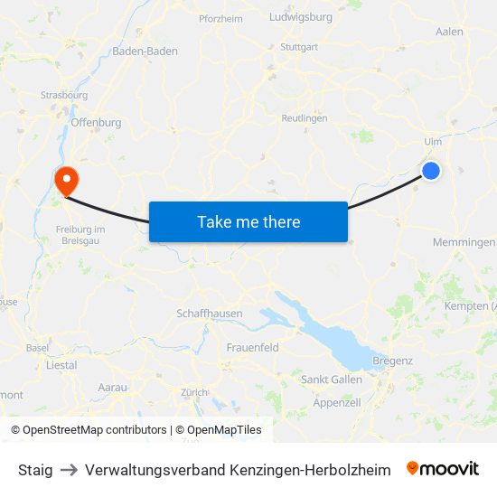 Staig to Verwaltungsverband Kenzingen-Herbolzheim map