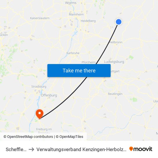 Schefflenz to Verwaltungsverband Kenzingen-Herbolzheim map