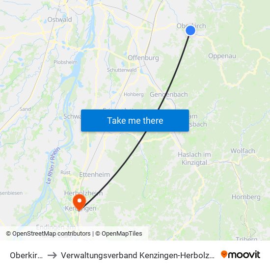 Oberkirch to Verwaltungsverband Kenzingen-Herbolzheim map